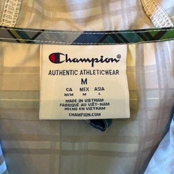 Champion Nylon Plaid Stadium Packable 1/4 Zip Pullover Windbreaker Jacket Mens M - Picture 3 of 12